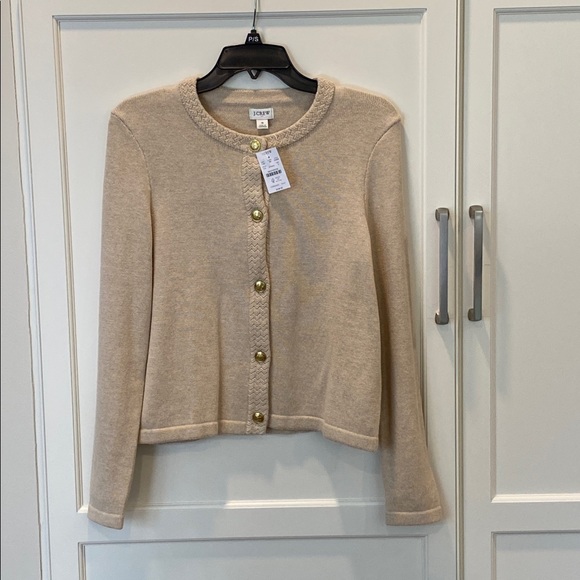 J. Crew Light Heather Khaki Cotton Cardigan Sweater Lady Jacket Size Small NWT - Picture 5 of 9